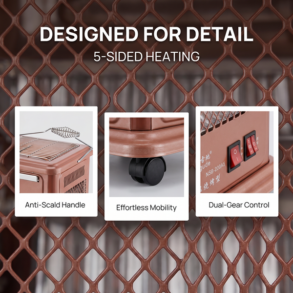 2000W Electric Space Heater Fast Quiet Heating for Bedroom Office Top BBQ Grill