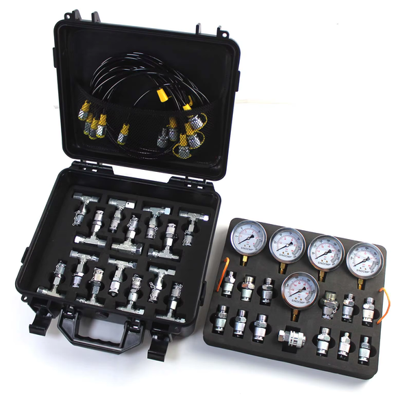 Hydraulic Pressure Test Kit 5 Gauges 5 Test Hoses 13 Couplings 14 Tee Connectors