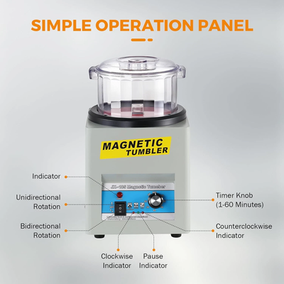 Magnetic Tumbler Polishing Machine Jewelry Polisher w/200g Pins Surface Polisher