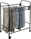 Pants Organizer Rack Trolley with 24 Double Hangers Rolling Trouser Metal Rack