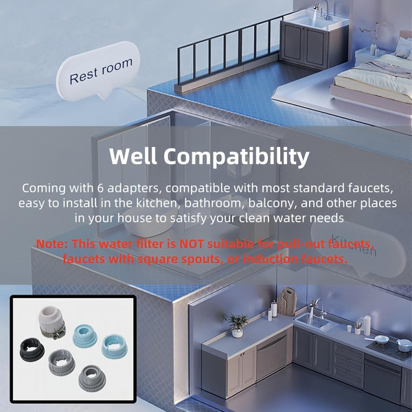 Tap Water Filter Kitchen Water  Purifier Filtration System with 2 Cartridges