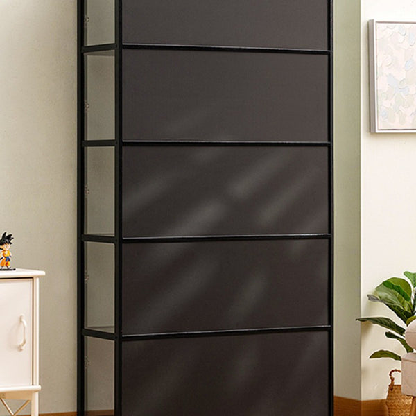 Home Storage Cabinet 5-Tiers Showcase with Double Doors Figurine Display Cabinet