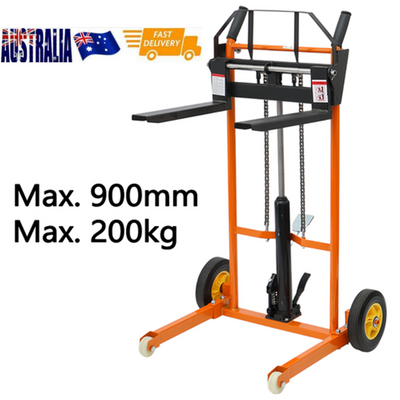 200kg Manual Forklift Platform Stacker Walkie Stacker 900mm Adjustable Forks