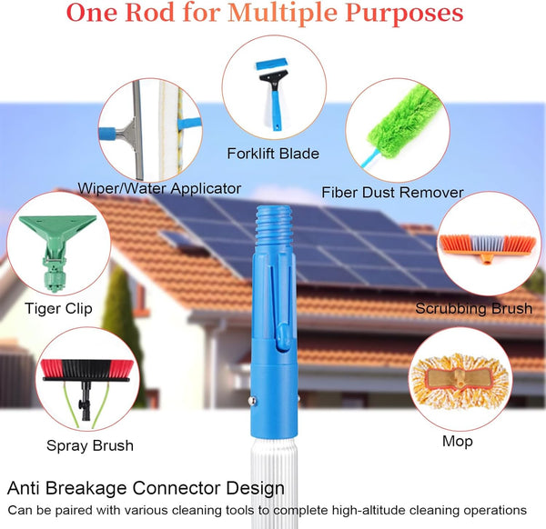 Solar Panel Cleaning Kit 12m Water Fed Poles 55cm Brush Head Window Roof Cleaner