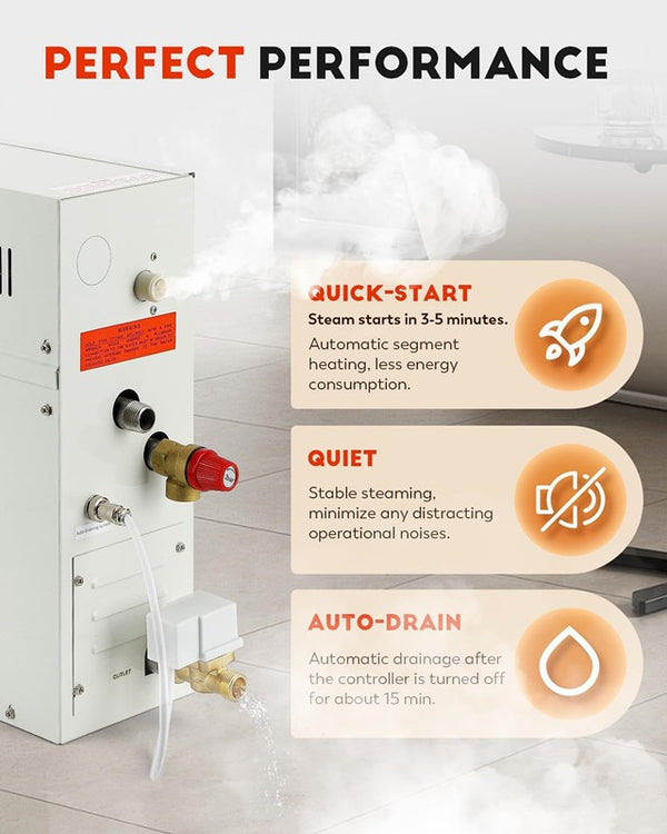 220V 6KW Auto Draining Steam Generator Shower Sauna Spa Steam Bath Generator AU