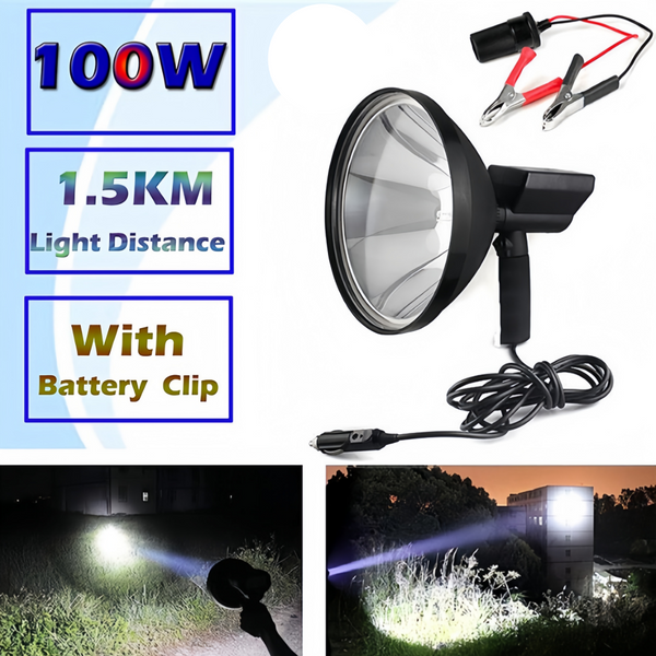 12V 100W Remote Hunting Spotlight with Handle Spot Light for Offroad Camping