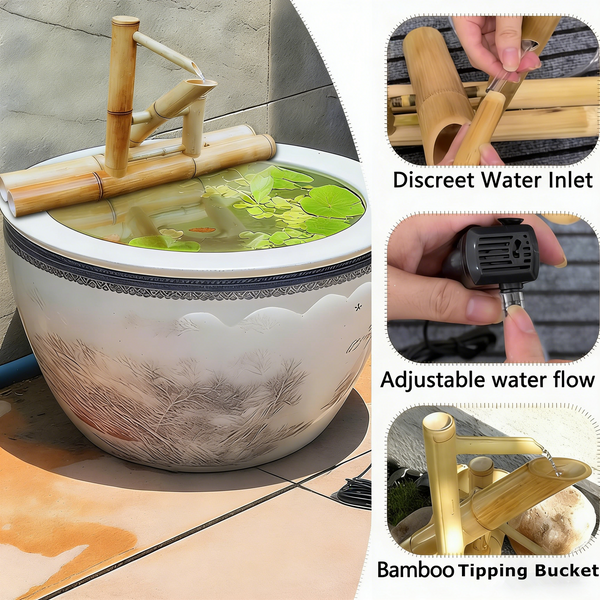 Bamboo Fountain with Pump Japanese Rocking Fountains Kit Bamboo Water Fountain