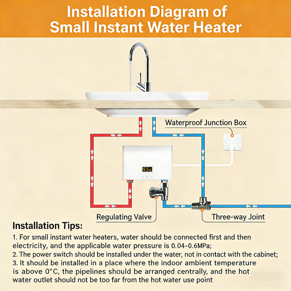 Electric Instant Hot Water System Tankless 3KW Under Sink Shower Water Heater AU