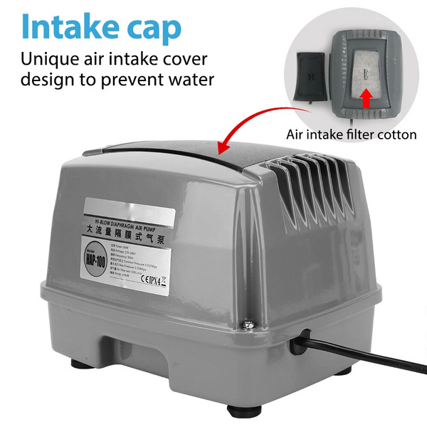 Hiblow 100L/M Air Diaphragm Pump Aerator Aquarium Pond Septic Compressor HAP-100