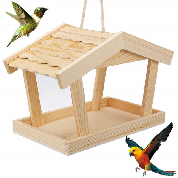 Hanging Wooden Bird House Feeder Outdoor Nest for Wild Birds Garden Decoration