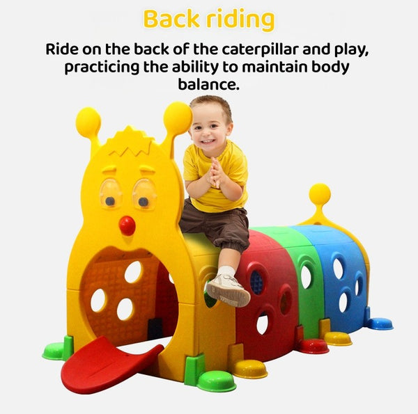 Caterpillar Tunnel Toddler Tunnel Climb & Crawl & Ride Activity Toy 190x105cm