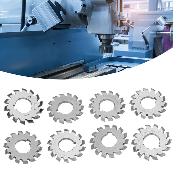 8Pcs Gear Milling Cutters with 20° Pressure Angle for Metric Module M1-M8 Gears