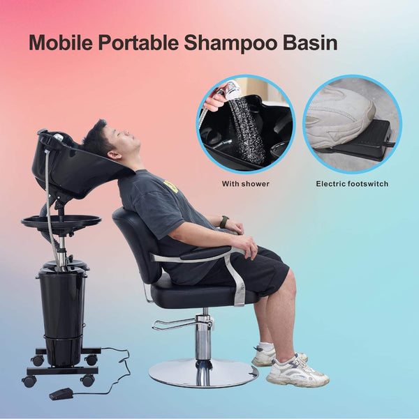 Hair Basin Salon Mobile Backwash Shampoo Bowl Sink Hairdressing Washing Portable
