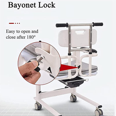 4in1 Elderly Transfer Chair Hand-cranked Height-Adjustable Patient Toilet Chair