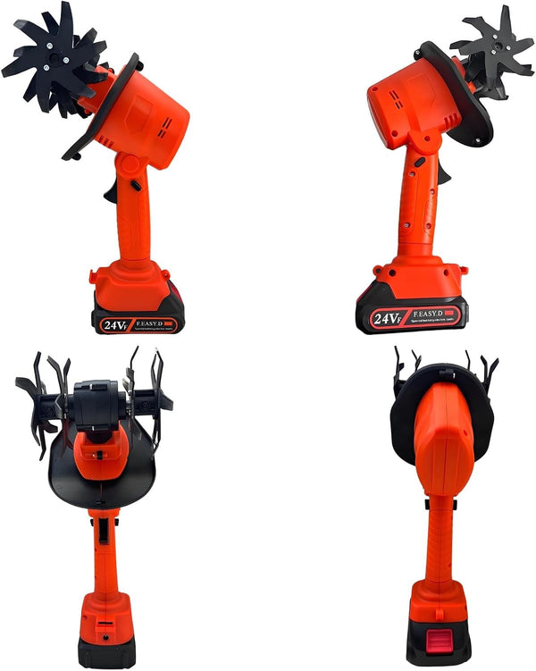 2-in-1 Cordless Cultivator Tiller Rotary Hoe Electric Rototiller with 2 Battery