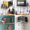 Wall Mounted Microwave Shelf Oven Deck with Hooks Stainless Steel Oven Organizer