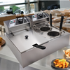 Commercial Electric Deep Fryer Benchtop Pasta Cooker w/ 2 Noodles Filters 6L+6L