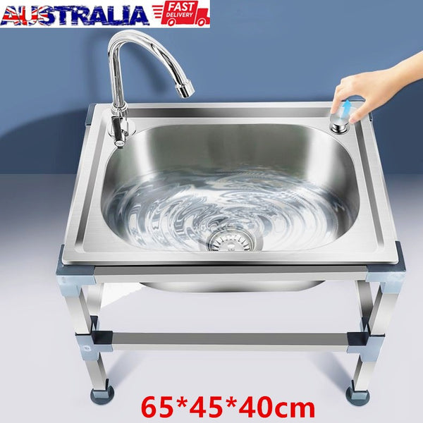 Commercial Floor Mop Sink with Drain Button Utility Sink Water Faucet Kits AU