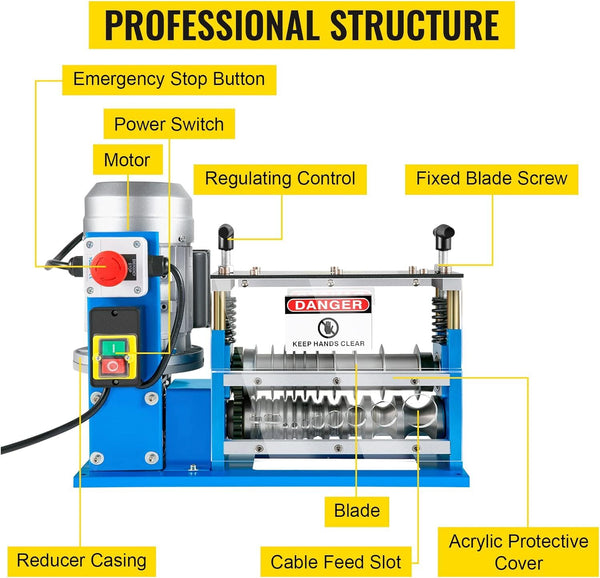 370W Electric Wire Stripping Machine Copper Cable Stripper 1.5-38 mm