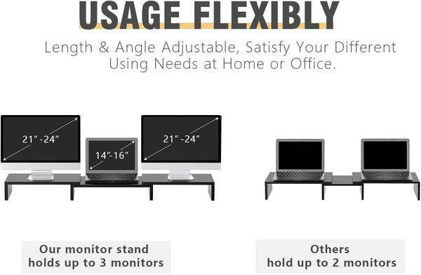 Dual Monitor Stand Riser 2 Monitor Desktop Organizer Adjustable Angle And Length