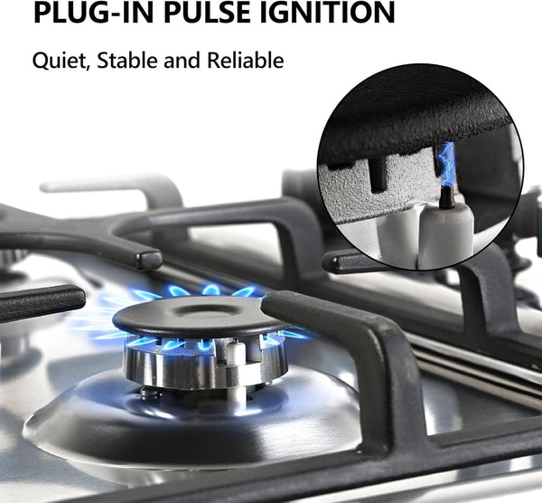 23.62″x20″ Built in Gas Cooktop 4 Burners Stove With NG/LPG Conversion Kit