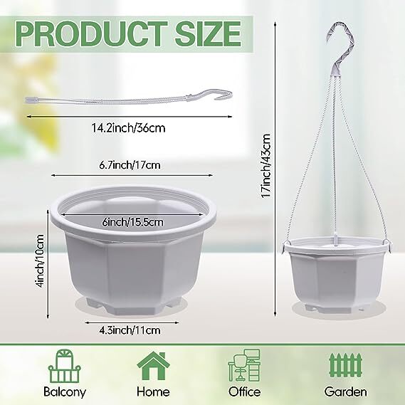 24PCS Plastic Hanging Plant Pots 17cm Hanging Plant Containers Hanging Planters