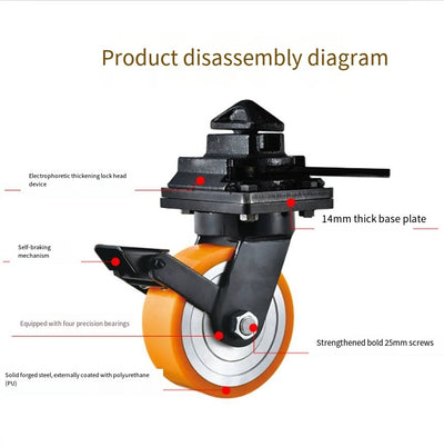 8" Super Heavy Duty ISO Shipping Container Caster Wheels With Directional Lock