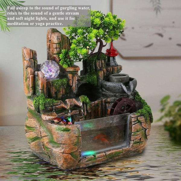 Calming Fountain Water Feature Ornament Fish Tank Outdoor Indoor Home Decor Gift
