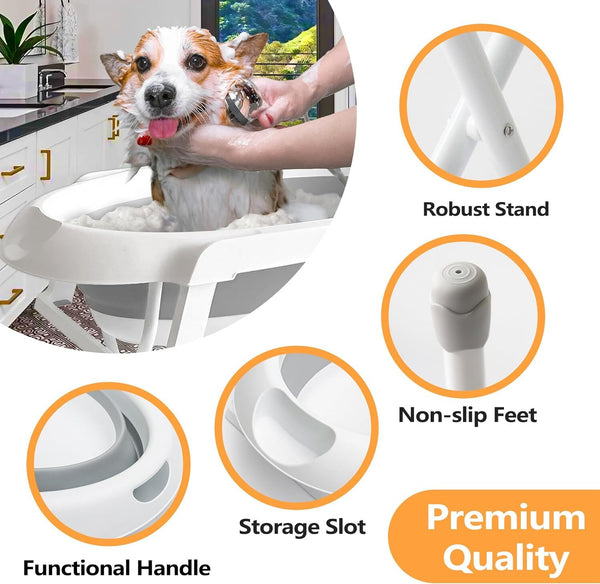 2 in 1 Dog Bathtub Pet Washing Station Portable Tub for Shower and Grooming