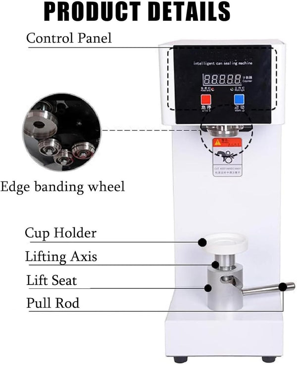 180W Electric Cans Sealer Beverage Seal Machine Milk Tea Drink Bottle Sealer AU