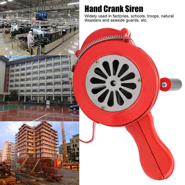 Emergency Hand Crank Siren Horn 110DB Manual Operated Warning Metal Alarm Safe