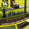 Manual Lawn Aerator Tool 14 Metal Spikes Grass Soil Aerator Ergonomic T-Handle