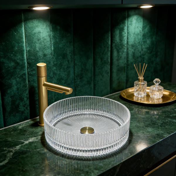 Bathroom Basin Round Glass Vanity Basin Above Counter Transparent Hand Wash Bowl