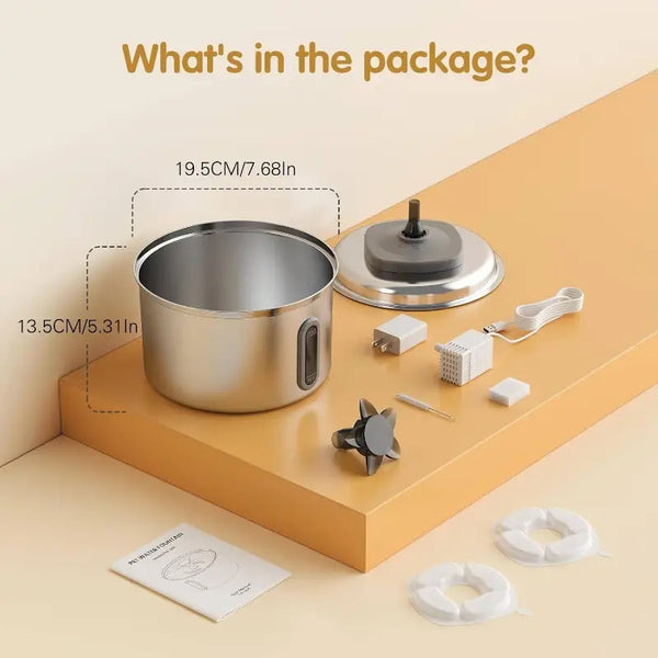 3.2L Pet Stainless Steel Water Fountain Dog Cat Drinking Dispenser Filter Feeder