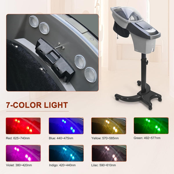 Hair Salon Professional O3 Ozone Micro Mist Hair Steamer 7 Color Light Hair Care