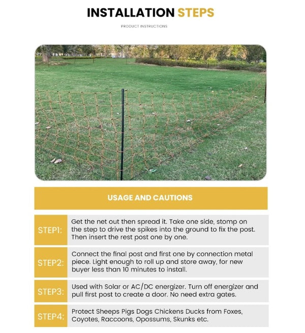 Sheep Fence Net Double Pointed Sheep Goat Netting Fence High 108cm x Long 50m