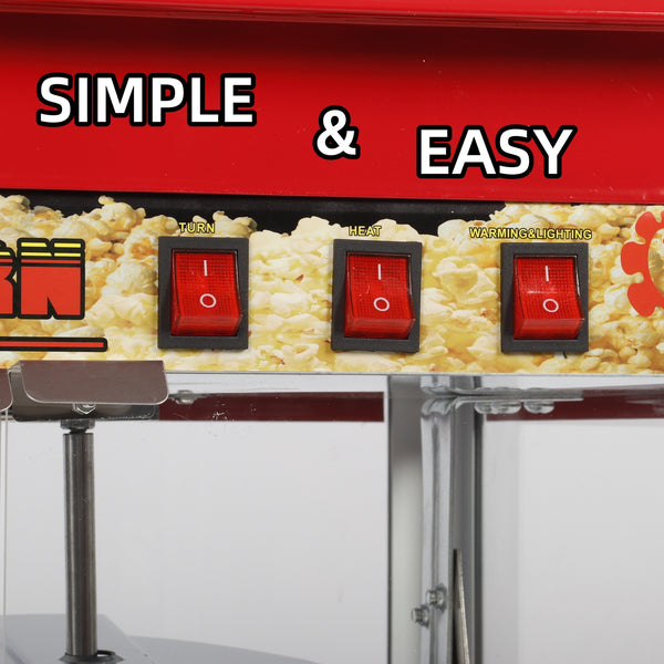 1400W Electric Popcorn Machine Theatre Commercial Popcorn Maker Popper Cooker