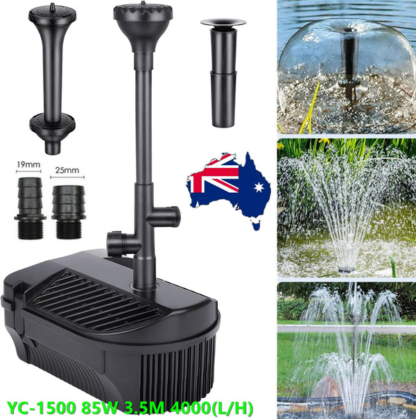 Pond Filter System ALL IN ONE 85W 4000LPH Pump Fountain Kit With 3 Fountain Head