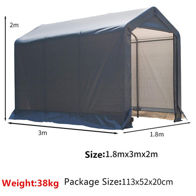 Outdoor Storage Shelter Shed 3x1.8x2M Portable Canopy Carport Garage Waterproof