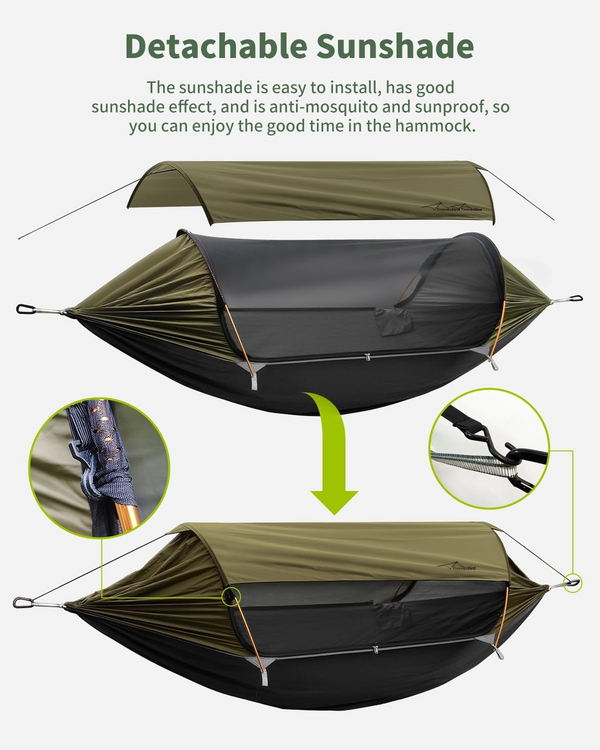 Hanging Hammock Outdoor Garden Travel Beach Swinging Bed Camping with Sunshade