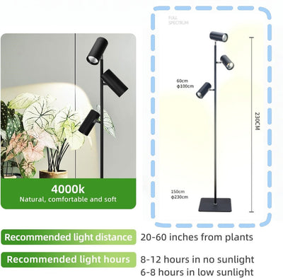 LED Grow Light Full Spectrum Plant Growing Lamp Adjustable Height With Timer
