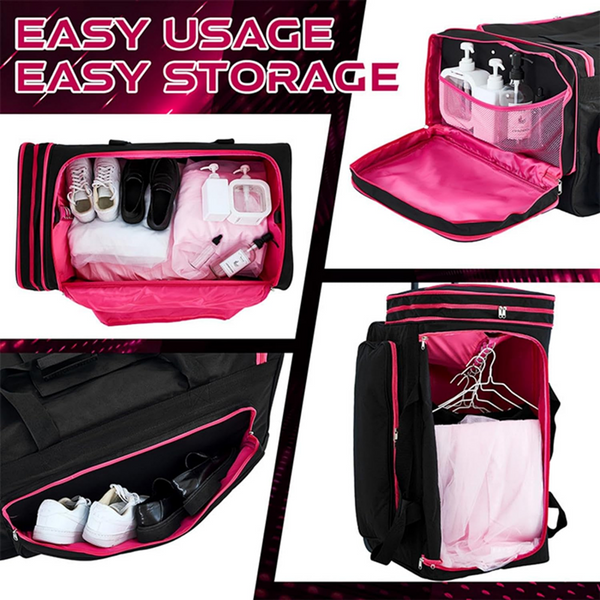 24inch Dance Bag Suitcase Garment Rack Duffel Rolling Luggage Upright Storage