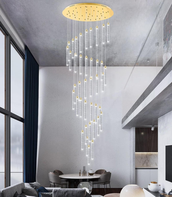 Staircase Chandelier Lighting Crystal Living Room Pendant Light Bar Ceiling Lamp
