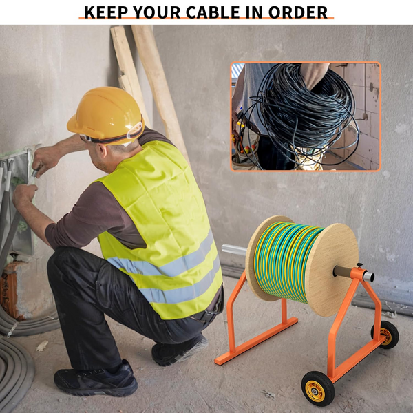 Metal Wire Spool Rack Cable Rack with Wheels, Wire Spool Holder for Wire Spools