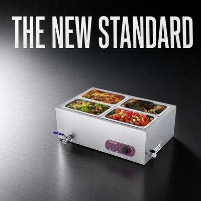 Commercial Food Warmer Bain Marie Electric 4 Buffet Pans 304 Stainless Steel