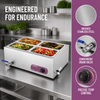 Commercial Food Warmer Bain Marie Electric 4 Buffet Pans 304 Stainless Steel