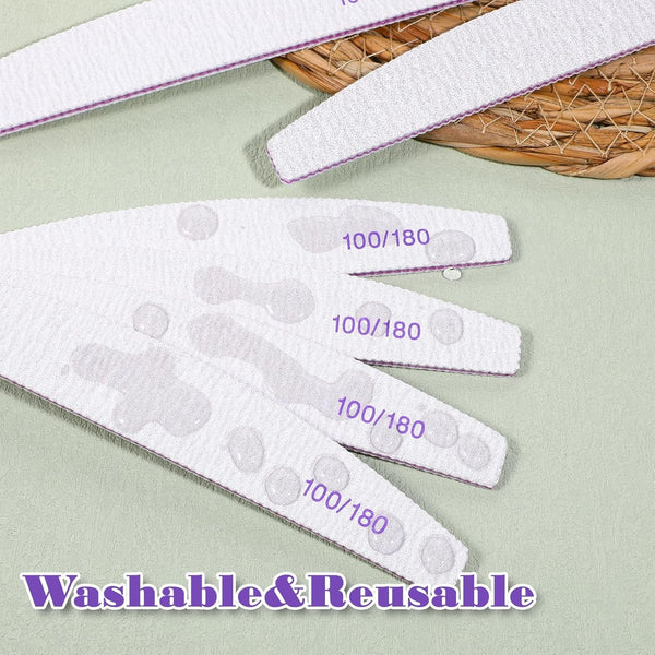 3 PCS Nail Files Double Sided Moon Dust Nail Files100/180 Grit Nails Emery Board