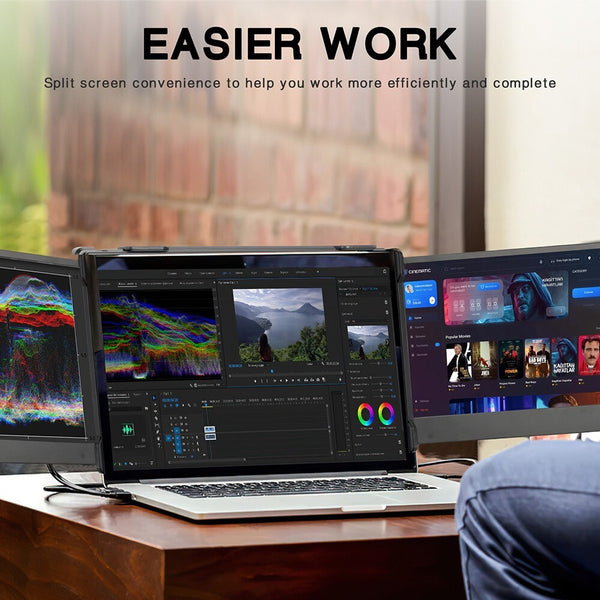 Laptop Screen Extender Triple-fold 11.6 In FHD 1080P Portable Monitor Extended