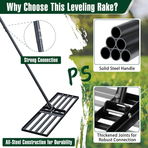 Lawn Leveling Rake Level Yard Tool for Grass Professional Grade Soil Leveler