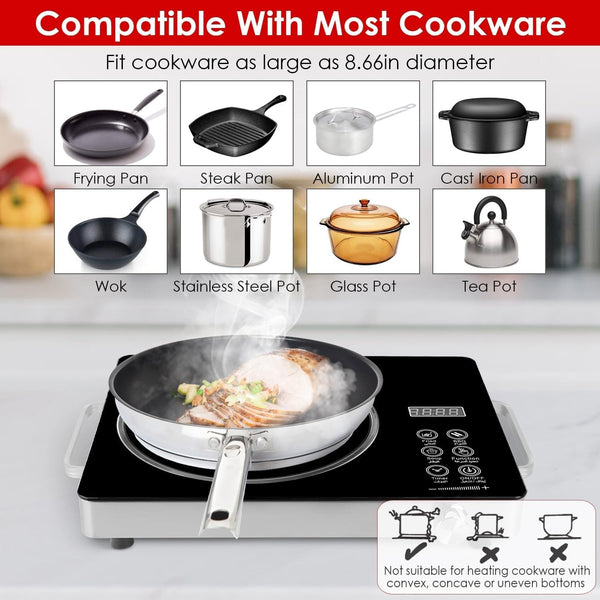 Electric Induction Cooktop Fast Touch Infrared Burner Portable Cooktop 2200W